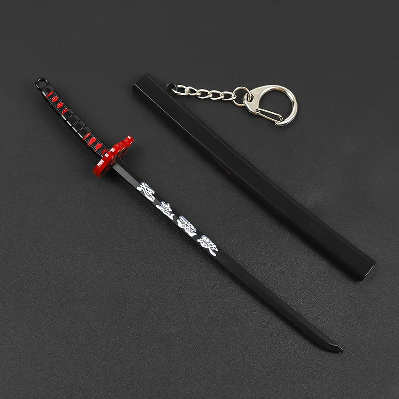 17cm Demon Slayer Keychain Nichirin Blade Model Anime Backpack Pendant Key Ring Tanjirou Zenitsu Creative Collectible Toy Gift