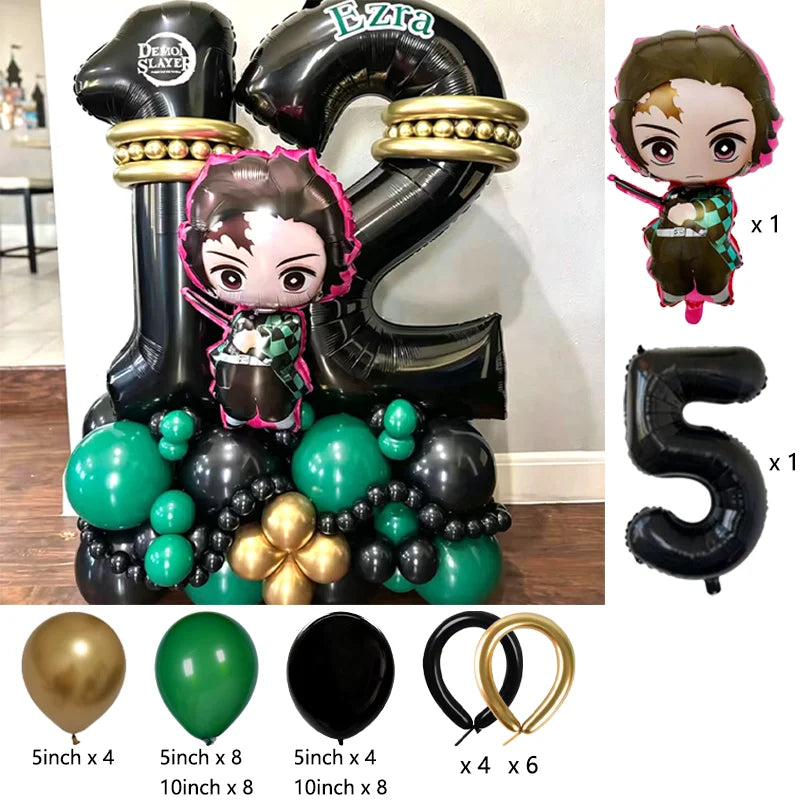 Premium Demon Slayer Theme Balloon Arch Garland Kit Anime Balloon Chain Set Birthday Party Baby Shower Decor