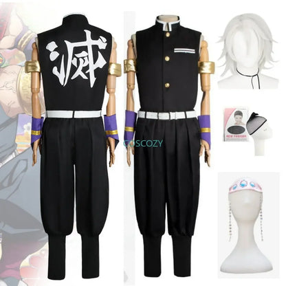 Anime Uzui Tengen Cosplay Costume Demon Killer Team Uniform Men Adult Carnival Anime Clothes Wig Tattoo Stickers Cosplay Costume