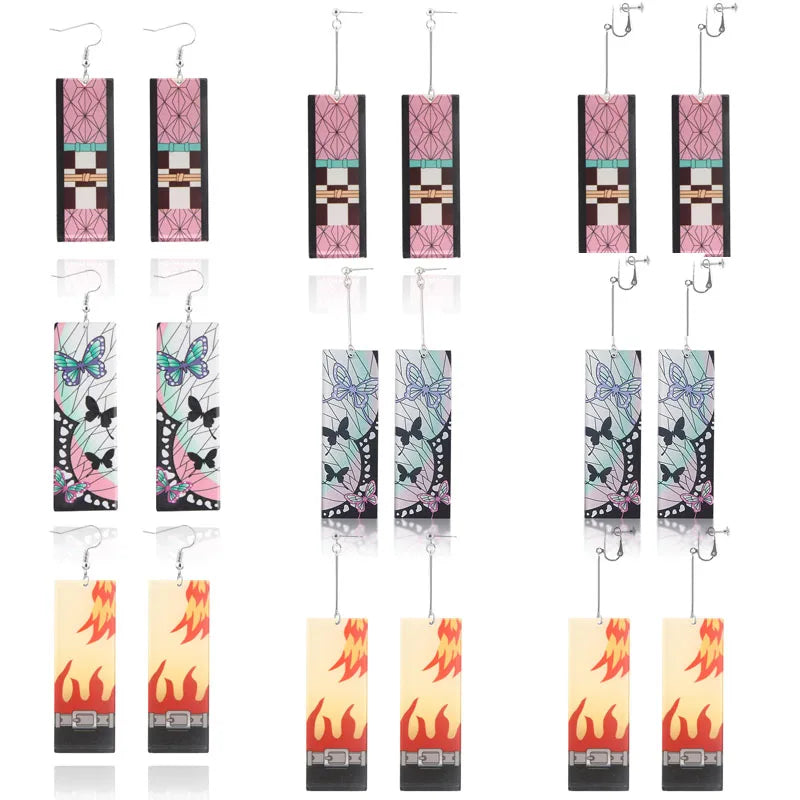 Creative Trinket Acrylic Tanjiro Earrings for Women Girl Accessories Handmade Hoop Earring Anime Jewelry earrings pendientes
