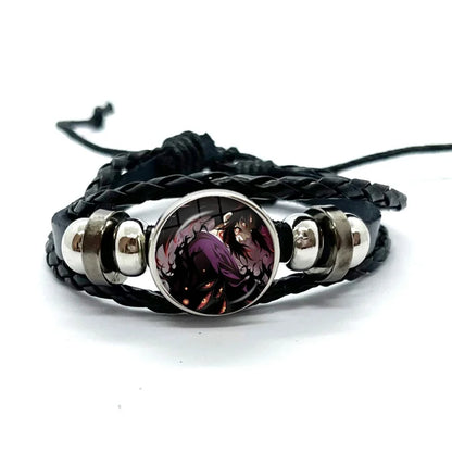 Kokushibo Anime Figure Leather Bracelets Cosplay Eyes Cartoon Horror Multilayer Braided Bracelets Bangles Handmade Jewelry Gifts
