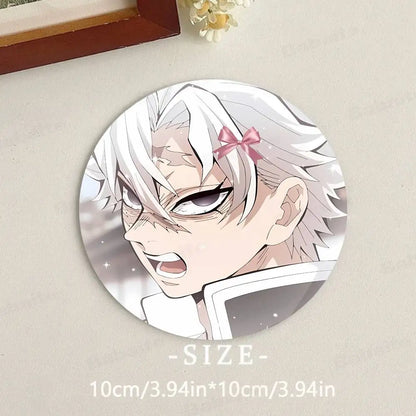 Cartoon Character Shinazugawa Sanemi Wood Coasters Round Coaster Non-slip Heat Insulation Coffee Mats Home Accessories Kitchen