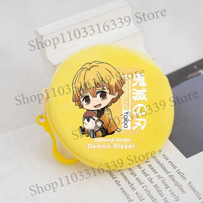 Demon Slayer Coin Purse Anime Figure Tanjiro Nezuko  Giyu Tomioka Wallet Key Earphones Storage Pouch Cute Round Mini Zero Wallet