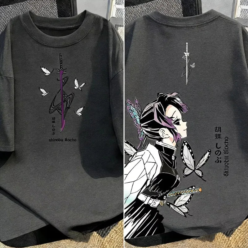 2026 Trendy Demon Slayer Anime Printed Men and Women T-shirt Summer Casual Parent Child Top Street Fashion Cotton Harajuku Y2K
