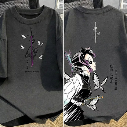 2026 Trendy Demon Slayer Anime Printed Men and Women T-shirt Summer Casual Parent Child Top Street Fashion Cotton Harajuku Y2K