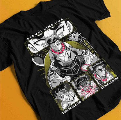 Demon Slayer Shirt Stone Hashira Tshirt Gyomei Himejima T-Shirt Muzan Tanjiro Summer Men's and Women's Breathable T-shirt Top
