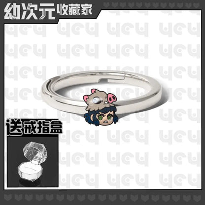 Demon Slayer Douma Tokitou Muichirou Tomioka Giyuu 2D Ring Fashion Personalized Cosplay Accessories Anime Original Niche Gift