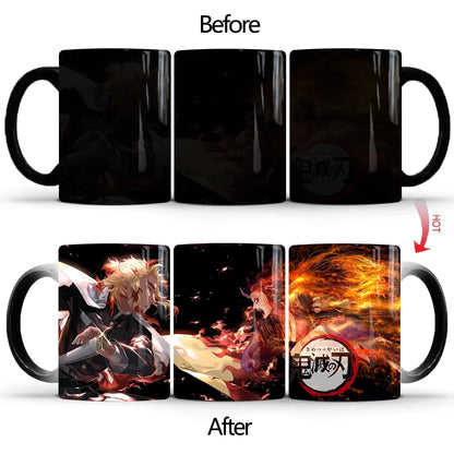 Demon Slayer Discoloration Mug Kimetsu No Yaiba Color Changing Cup Anime Ceramic Coffee Cup Heat Sensitive Milk Tea Mugs Novelty