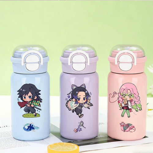 500ml Demon Slayer Thermos Cup 316 Stainless Steel Insulated Cup Girl Boy Anime Portable Straw Water Bottles Kid Travel Cup Gift