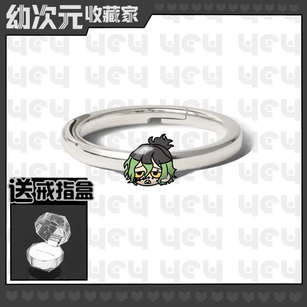 Demon Slayer Douma Tokitou Muichirou Tomioka Giyuu 2D Ring Fashion Personalized Cosplay Accessories Anime Original Niche Gift