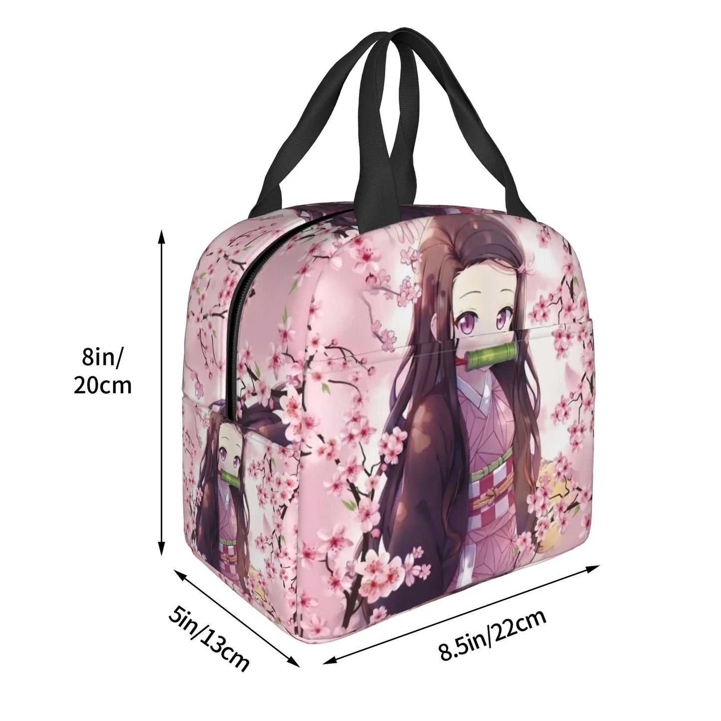 Cherry Nezuko Demon Slayer  Insulated Lunch Bags for Camping Travel Blossoms Sakura Portable Cooler Thermal Bento Box Women Men