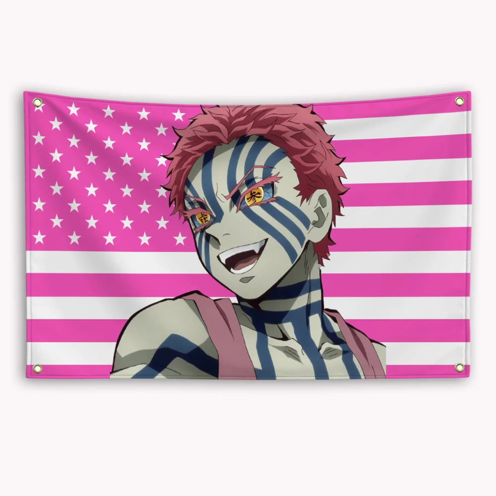 Anime Demon Slayer American Flag Rengoku Kyoujurou Kochou Shinobu Banner Advertising Home Decor Items Tapestry Garage Flags Hang