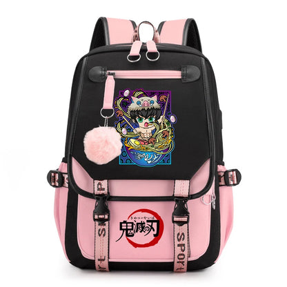 Demon Slayer Anime Print Backpack for Girls Casual School Bookbag Lightweight Teen Travel Rucksack