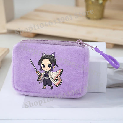 Demon Slayer Coin Purse Kimetsu No Yaiba Boy Girl Anime Cartoon Small Wallet Portable Mini Storage Bags Pendant Plush Coin Purse