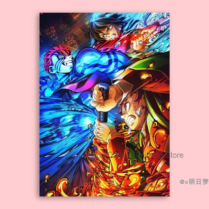 Demon Slayer Destruction Unlimited City Movie Poster Animation Anime Room Wall Sticker Collection Decorative Painting