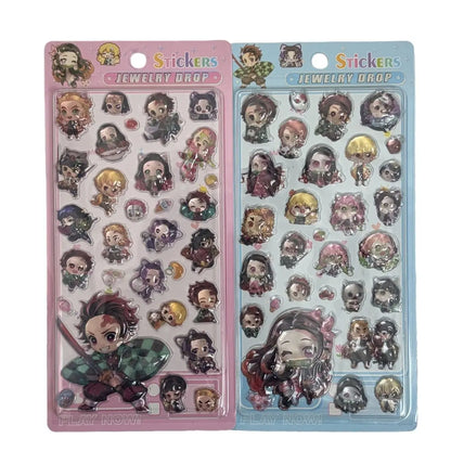 Anime Demon Slayer Style3D Crystal Epoxy Stickers Q Characters Decals for Phone Case Laptop Scrapbooking DIY Crafts Accessories