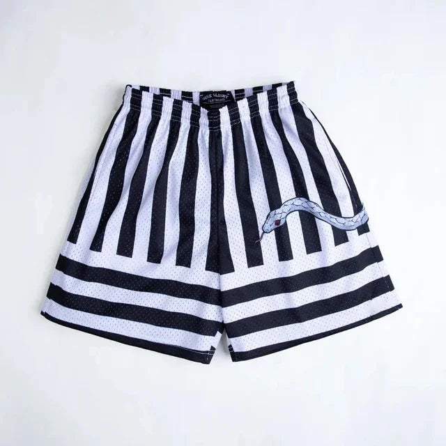 Bandai Demon Slayer Tanjiro Kamado Shorts, Black Turquoise Checkered with Great Wave Mesh Athletic Bottoms  Man - Beach shorts