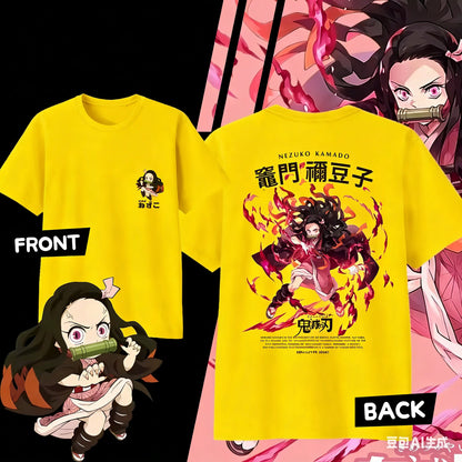 Demon Slayer Kamado Nezuko Pure Cotton T-shirt for 2026 Summer Kids/Men's/Women's Fashion Casual Cosplay Short Sleeved T-shirt
