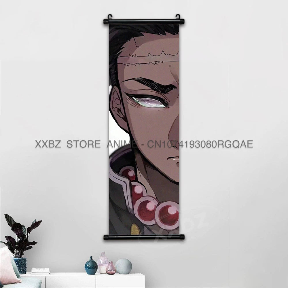 Demon Slayer Scroll Pictures Anime Poster Kochou Shinobu Home Decor Prints Wall Art Canvas Hanging Painting For Living Room Gift