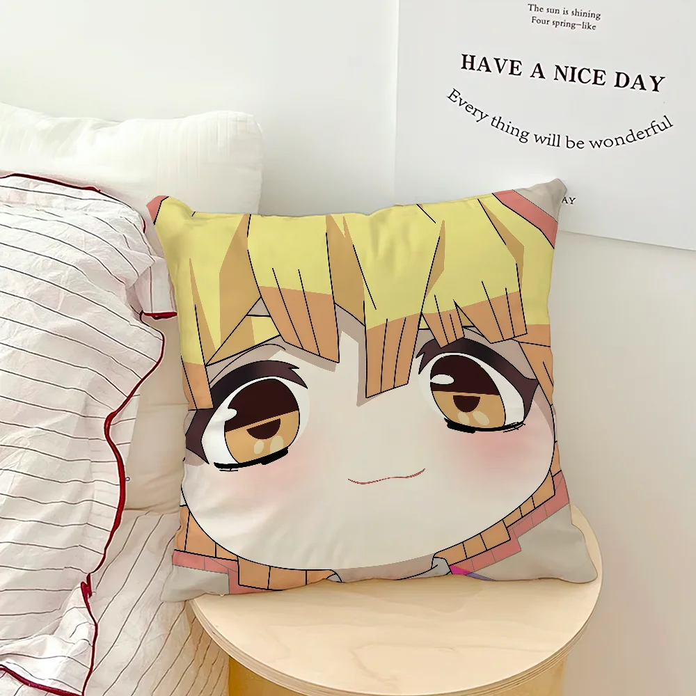 anime manga art chibi D-DemonS S-SlayerS cushion cover soft Pillow Case for Sofa Living Room Home office Decor Protective Covers