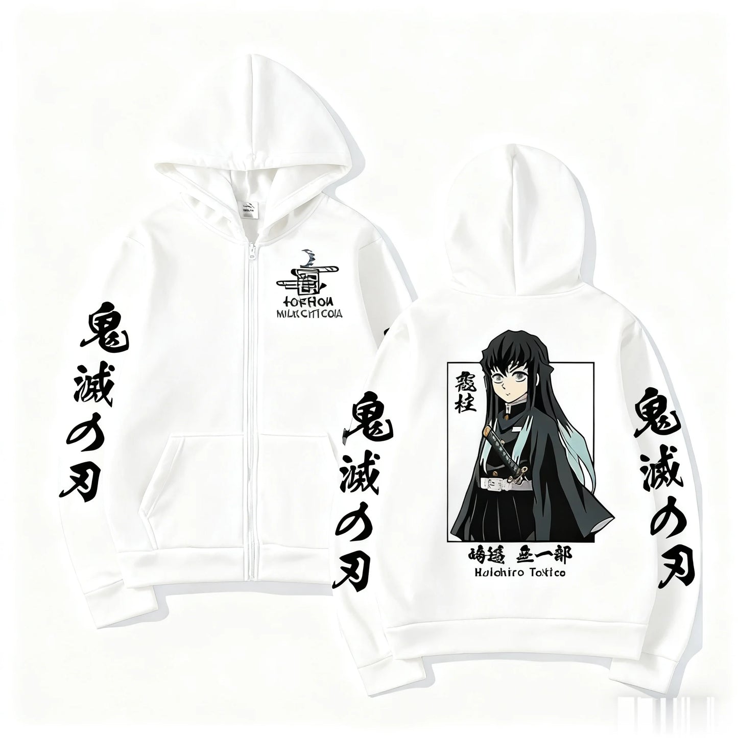 Demon Slayer Muichiro Tokit Hoodie Anime Jacket Zip Up Casual Tops Streetwear 2026 Autumn Winter Long Sleeve Pullover Men Women
