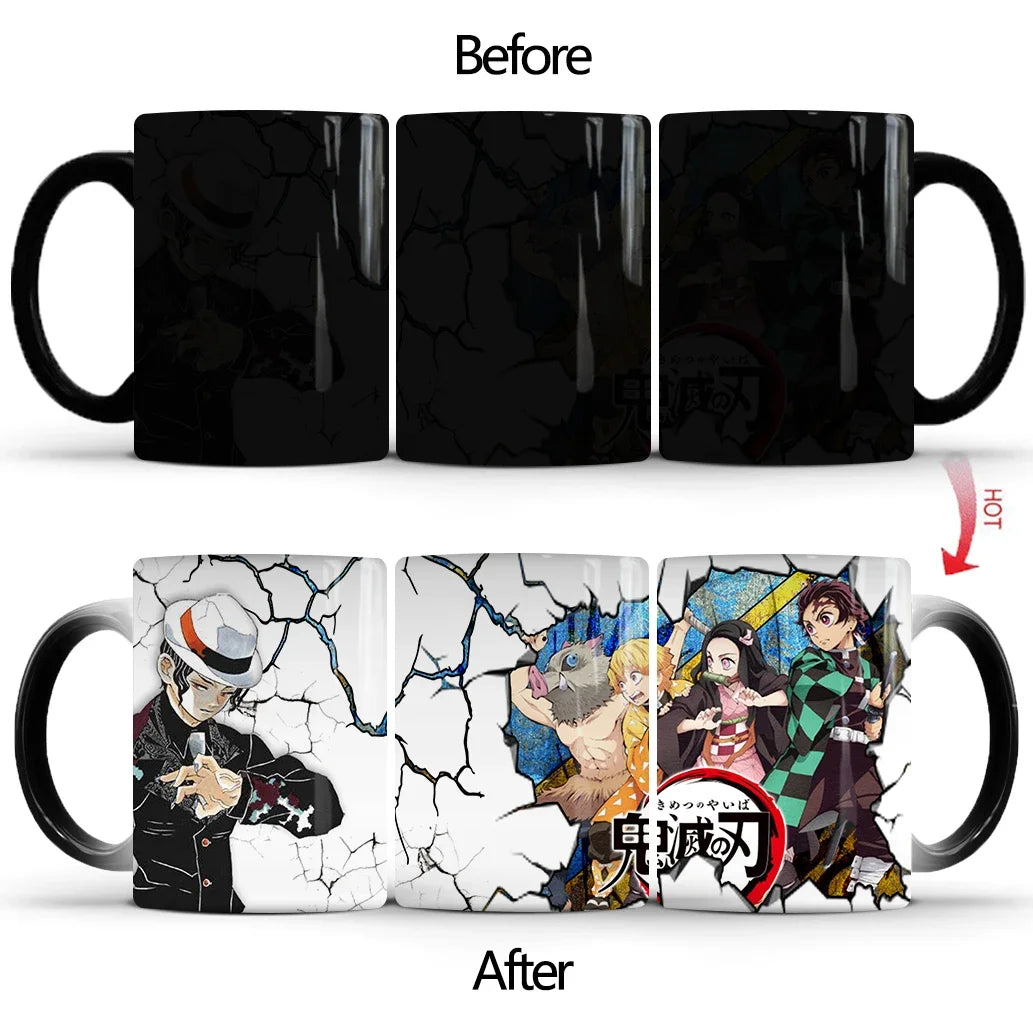 Demon Slayer Discoloration Mug Kimetsu No Yaiba Color Changing Cup Anime Ceramic Coffee Cup Heat Sensitive Milk Tea Mugs Novelty