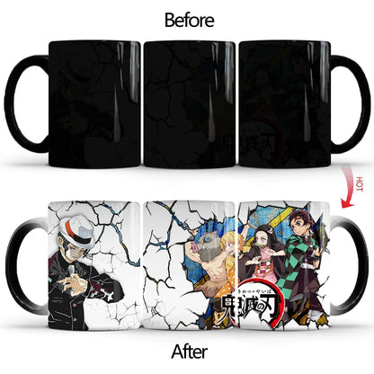Demon Slayer Discoloration Mug Kimetsu No Yaiba Color Changing Cup Anime Ceramic Coffee Cup Heat Sensitive Milk Tea Mugs Novelty