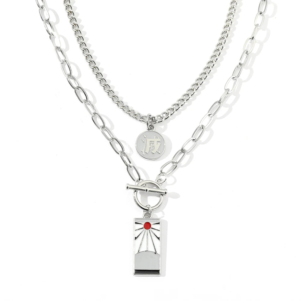 Anime Demon Slayer Tanjiro Necklace Classic Cartoon Character Fashion Jewelry Cosplay Accessories Daily Wear Collectible Gift
