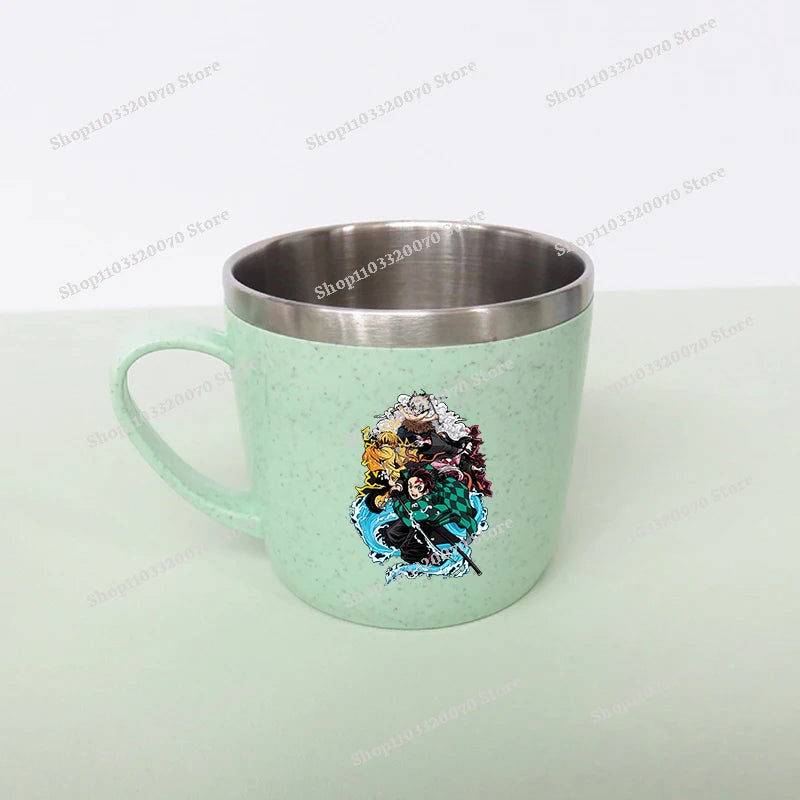 Demon Slayer Kimetsu No Yaiba Double Layer Anti-scalding Water Cup Anime 304 Stainless Steel Milk Mug Anti Drop Water Glass Gift