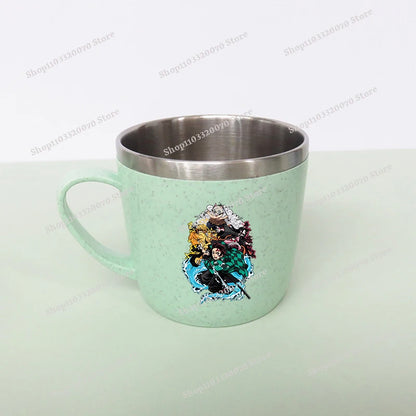 Demon Slayer Kimetsu No Yaiba Double Layer Anti-scalding Water Cup Anime 304 Stainless Steel Milk Mug Anti Drop Water Glass Gift