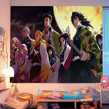 Anime Demon Slayer Colorful Tapestry Wall Hanging Bohemian Wall Tapestries Mandala Wall Art Decor