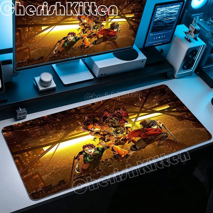XXL Mouse Pad Large Demon Slayer Mousepad Office Computer Keyboard Gaming Table Mats for Laptop PC Anti-Slip Rubber Desk Mat