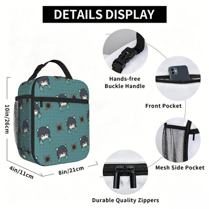 1 Piece Zipper Closure Muichiro Set Storage Bag Pocket Demon Slayer  School Lunch Food Box Reusable For Lunch Food Bag