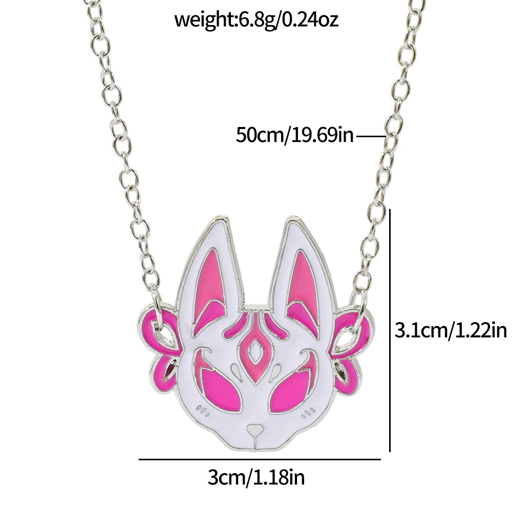 Demon Slayer fox Mask Pendant Necklace, Demon Slayer Pendant Accessory Suitable for Cosplay Accessories