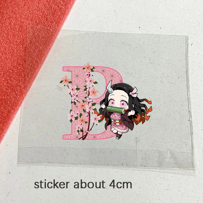 Demon Slayer Pink Water Bottle with Straw Cute Drinking Bottles Letter A-z Summer Sports Portable Water Cup Child Birthday Gift