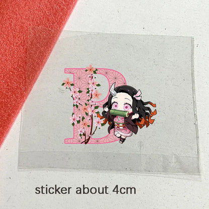 Demon Slayer Pink Water Bottle with Straw Cute Drinking Bottles Letter A-z Summer Sports Portable Water Cup Child Birthday Gift
