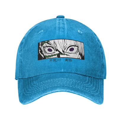 Wind pillar Sanemi Shinazugawa Demons Slayers Baseball Cap Retro Distressed Denim Headwear Outdoor Running Golf  Gift Caps Hat