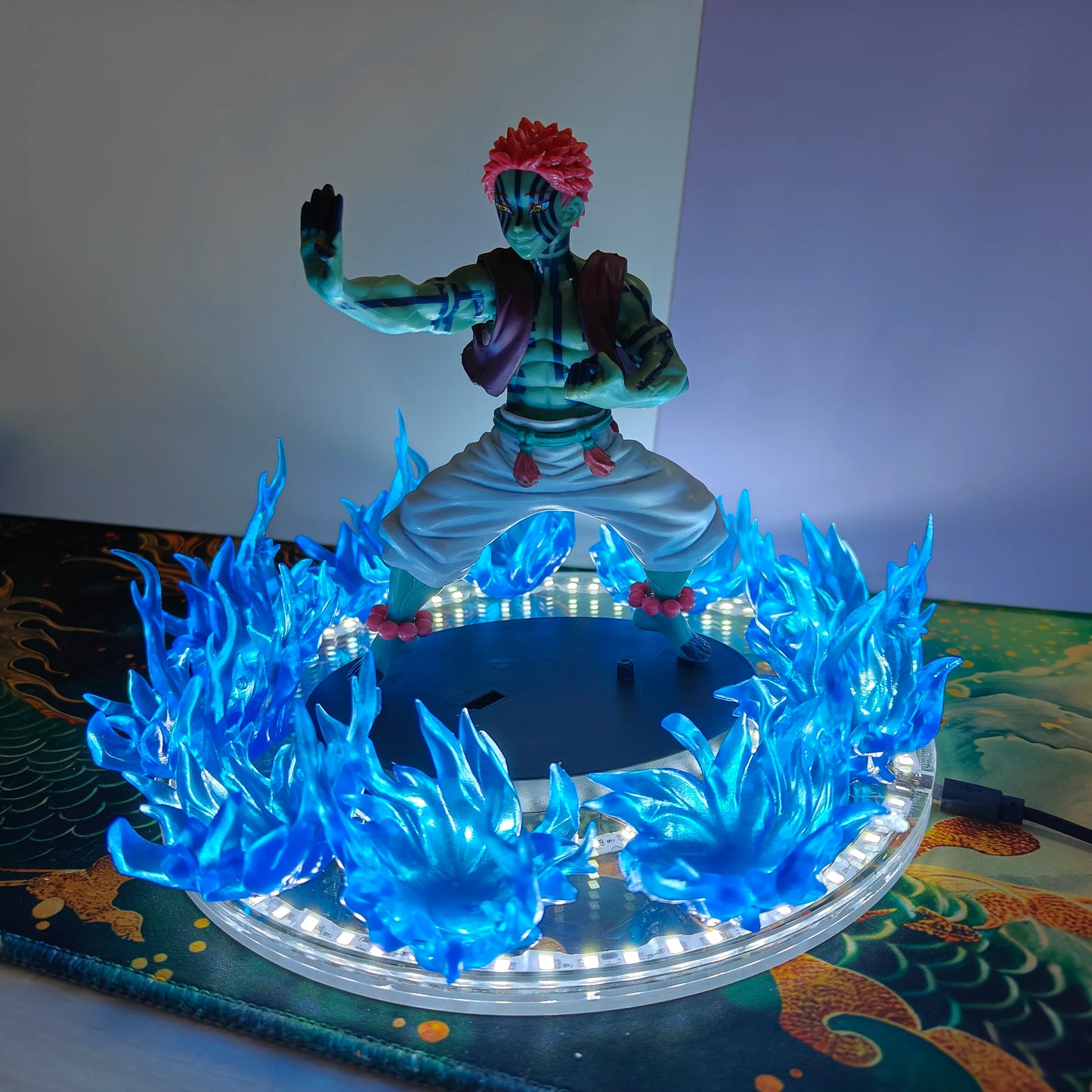 Kimetsu no Yaiba Anime Figure Koyuki Akaza DIY Led Light Lamp Effect Action Figurine Toys Demon Slayer Akaza PVC Model Figuarts
