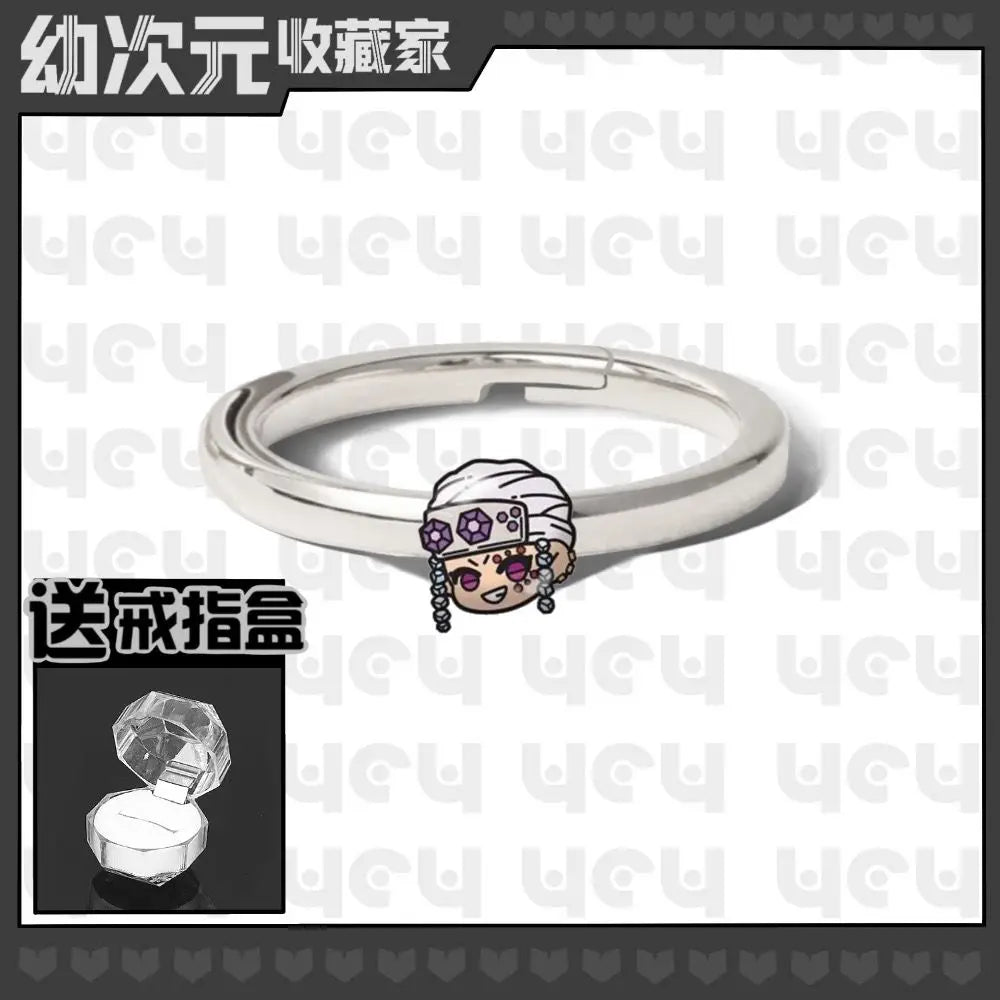 Demon Slayer Douma Tokitou Muichirou Tomioka Giyuu 2D Ring Fashion Personalized Cosplay Accessories Anime Original Niche Gift