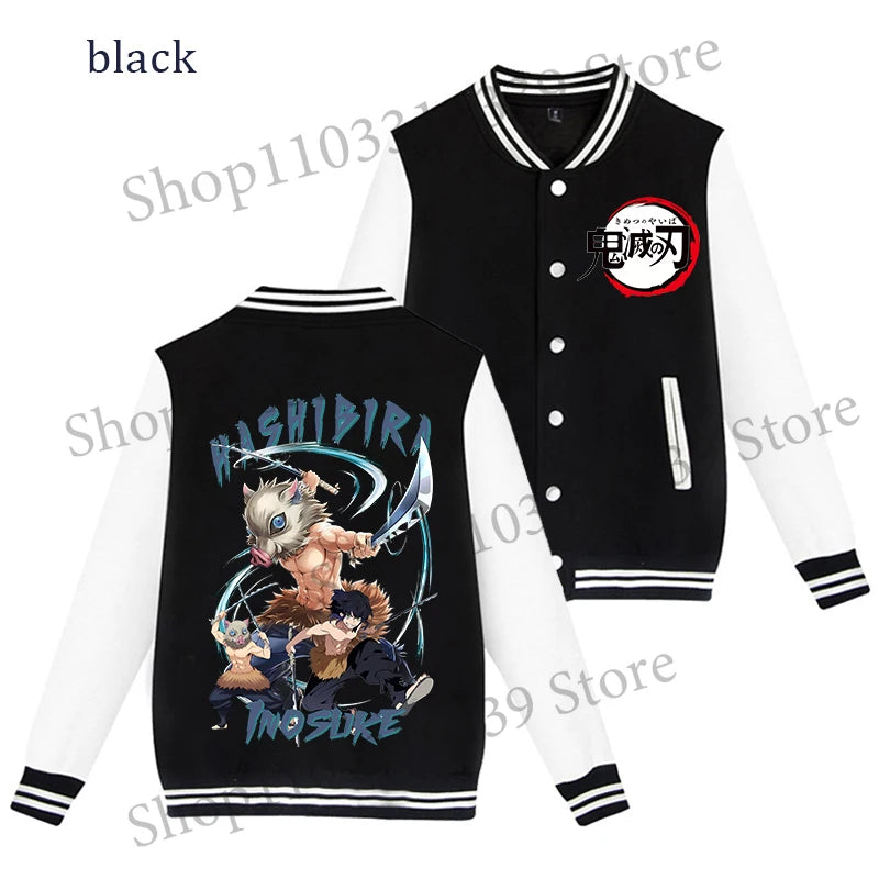 Demon Slayer Baseball Jacket Autumn Winter Jacket Coat Man Woman Giyu Tomioka Muichiro Tokito Anime Clothing Adult Harajuku Coat