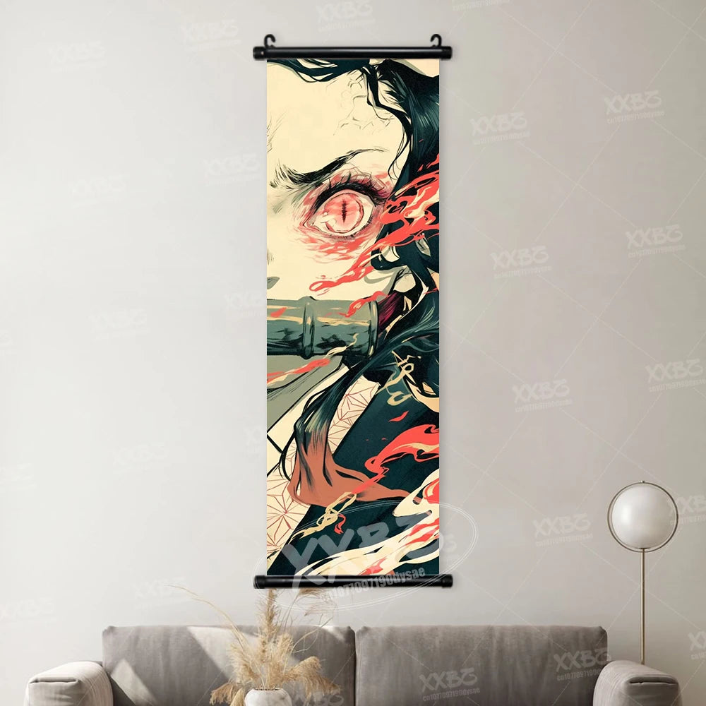 Demon Slayer Poster Home Decor Hashibira Inosuke Canvas Scrolls Picture Agatsuma Zenitsu Wall Art Kamado Nezuko Hanging Painting