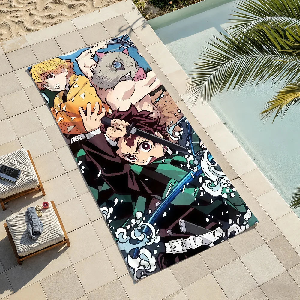 Anime D-Demon S-Slayer  Towel Drying Bath Towel Applicable To Light Swimming Camping Yoga Beach Out