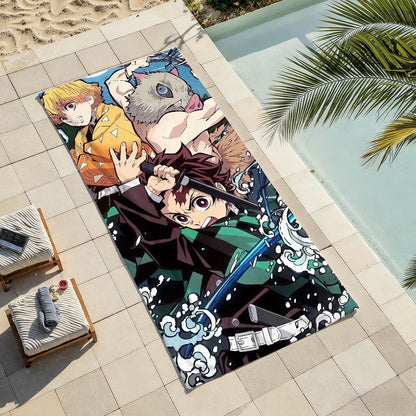 Anime D-Demon S-Slayer  Towel Drying Bath Towel Applicable To Light Swimming Camping Yoga Beach Out