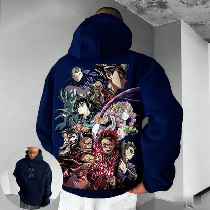 Demon Slayer Muichiro Tokito Large Size Fleece Hoodie Loose New Autumn Winter Men's and Women's Parent-Child Versatile Jacket