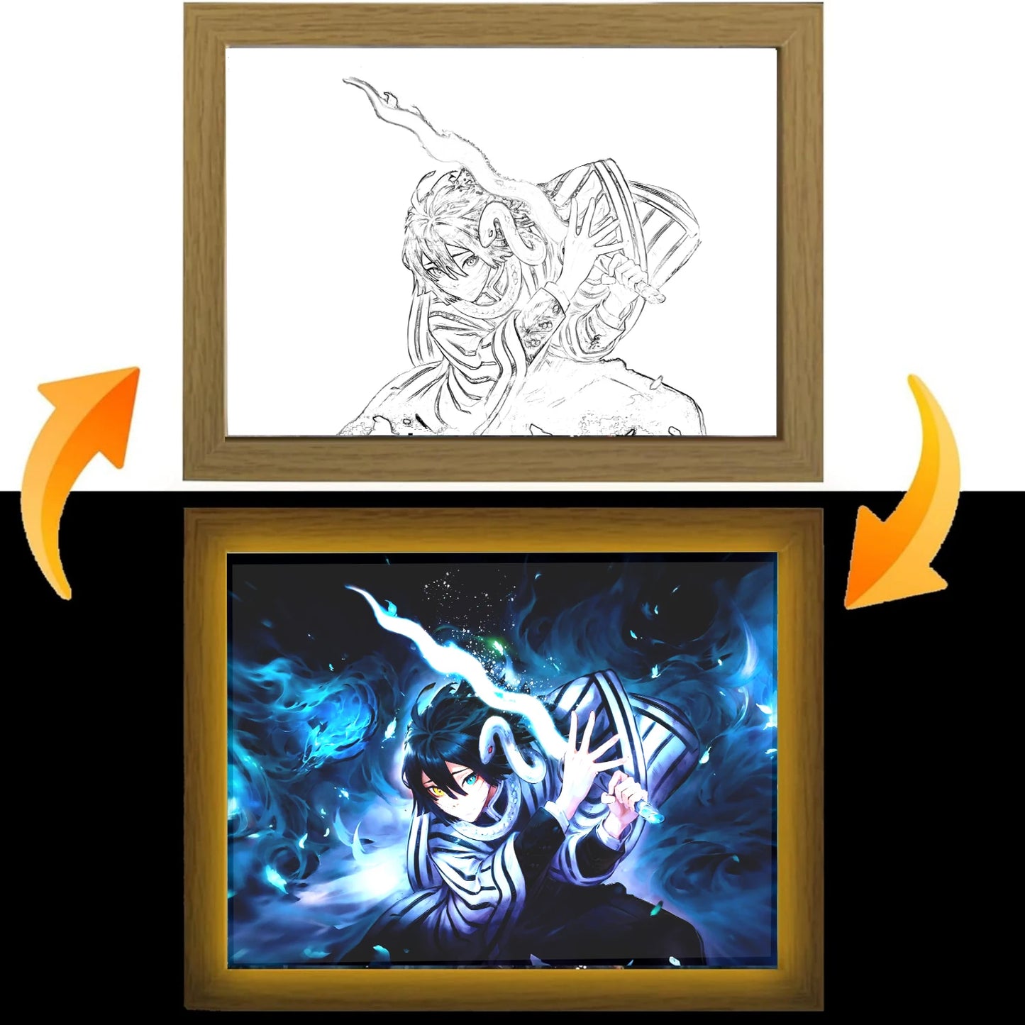 Anime Figure Light Painting Photo Frame USB Night Light Tanjirou Nezuko Zenitsu Action Led Lamps Bedroom Decor Chirstmas Gifts