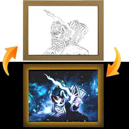 Anime Figure Light Painting Photo Frame USB Night Light Tanjirou Nezuko Zenitsu Action Led Lamps Bedroom Decor Chirstmas Gifts