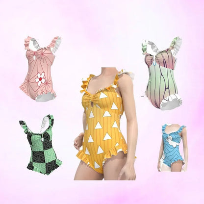 New Demon Slayer swimsuit cosplay costume Kamado Tanjiro Nezuko Butterfly Ninja cos suit Demon Slayer swimsuit gift wholesale