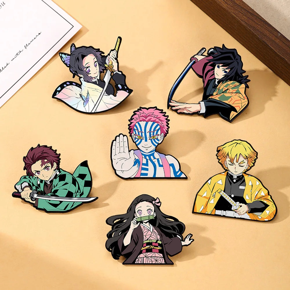 Demon Slayer Cartoon Brooch Badge Student Backpack Decoration Anime Merchandise Shinobu Kocho Japanese Anime
