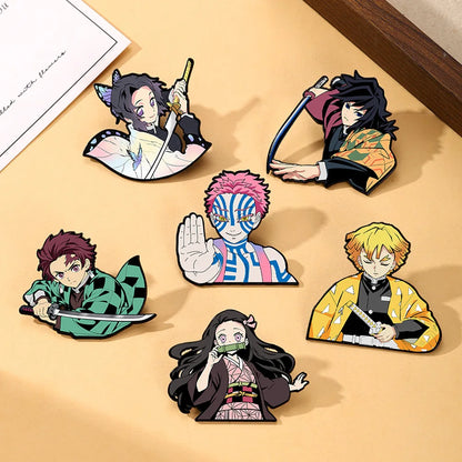 Demon Slayer Cartoon Brooch Badge Student Backpack Decoration Anime Merchandise Shinobu Kocho Japanese Anime