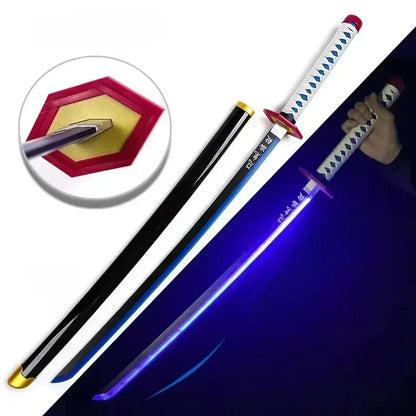 31/40inch Glow Demon Slayer Katana Luminous Sword LED Light Kyoujurou Anime Cosplay Prop Real Japanese Katana Samurai Lightsabre